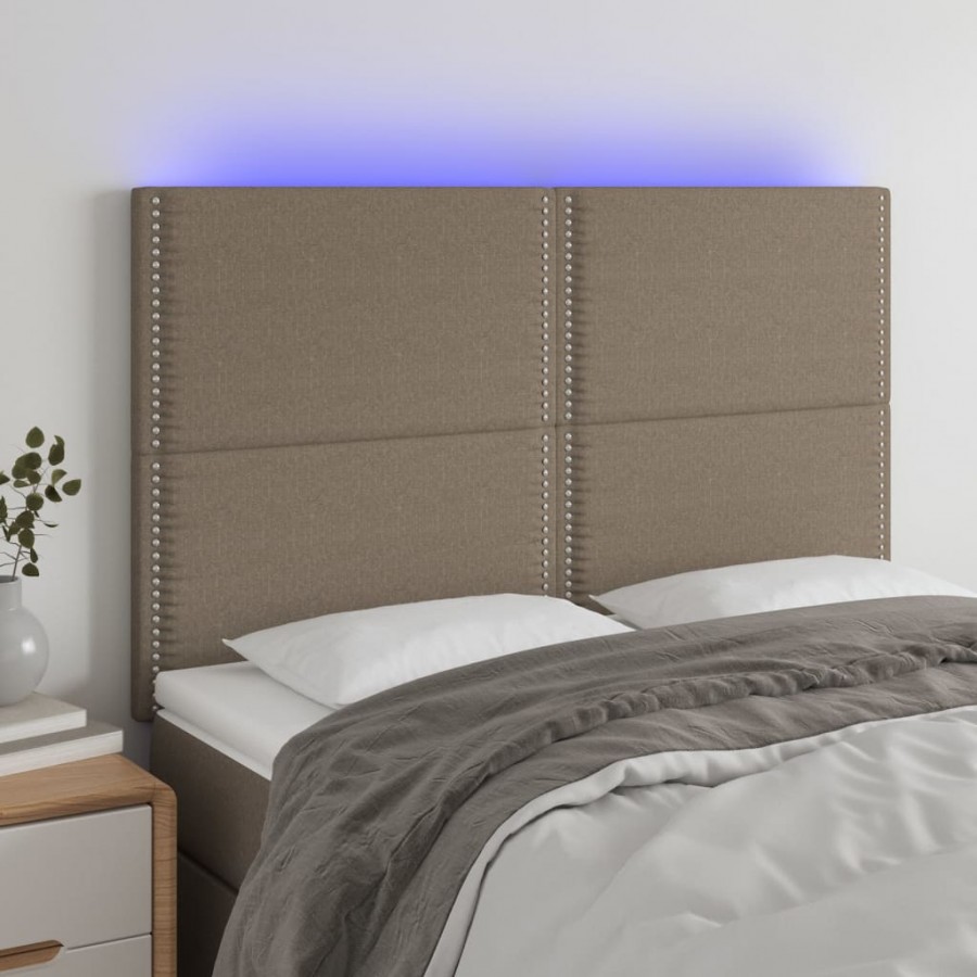 Tête de lit à LED Taupe 144x5x118/128 cm Tissu