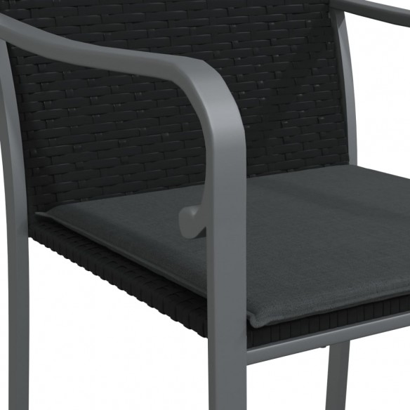 Chaises de jardin avec coussins lot de 4 noir 56x59x84 cm rotin