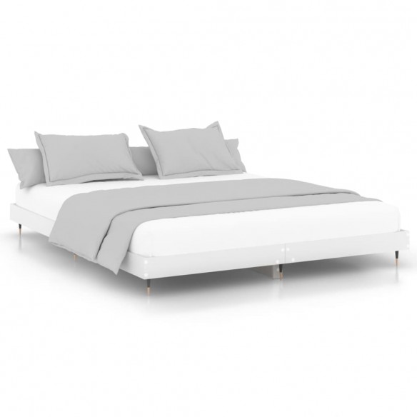 Cadre de lit blanc 140x200 cm bois d'ingénierie