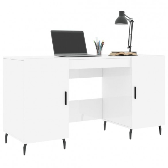 Bureau Blanc brillant 140x50x75 cm Bois d'ingénierie