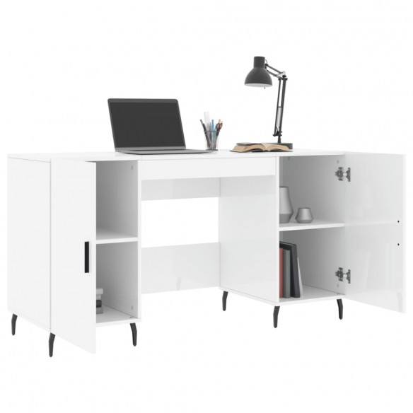 Bureau Blanc brillant 140x50x75 cm Bois d'ingénierie