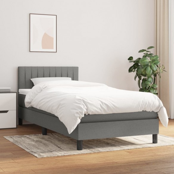 Sommier à lattes de lit avec matelas Gris foncé 80x200 cm Tissu