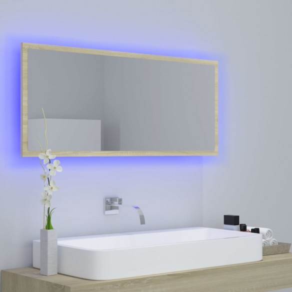 Miroir LED de salle de bain Chêne sonoma 100x8,5x37cm Acrylique