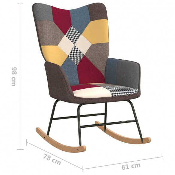 Chaise à bascule avec tabouret Patchwork Tissu