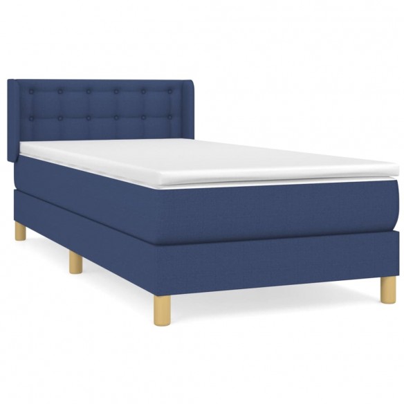 Cadre de lit avec matelas Bleu 80x200 cm Tissu