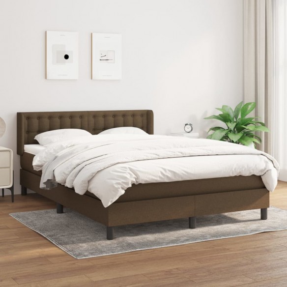 Sommier à lattes de lit avec matelas Marron foncé 140x190 cm