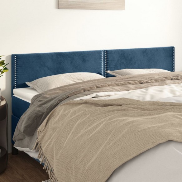 Têtes de lit 2 pcs Bleu foncé 90x5x78/88 cm Velours