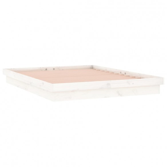 Cadre de lit à LED blanc 200x200 cm bois massif