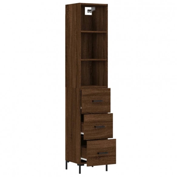 Buffet haut Chêne marron 34,5x34x180 cm Bois d'ingénierie