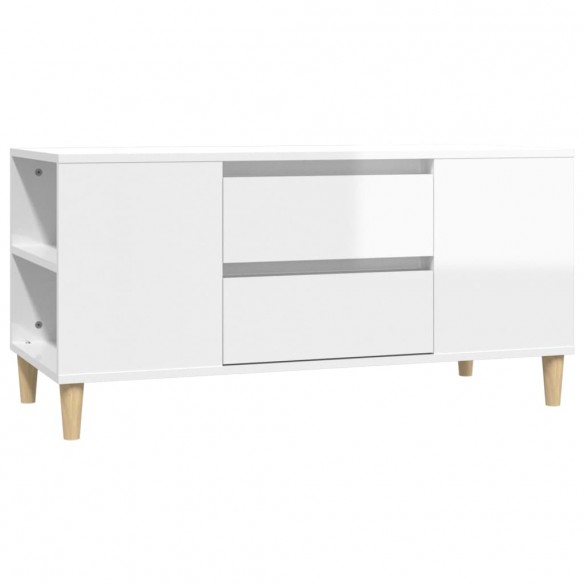 Meuble TV Blanc brillant 102x44,5x50 cm Bois d'ingénierie