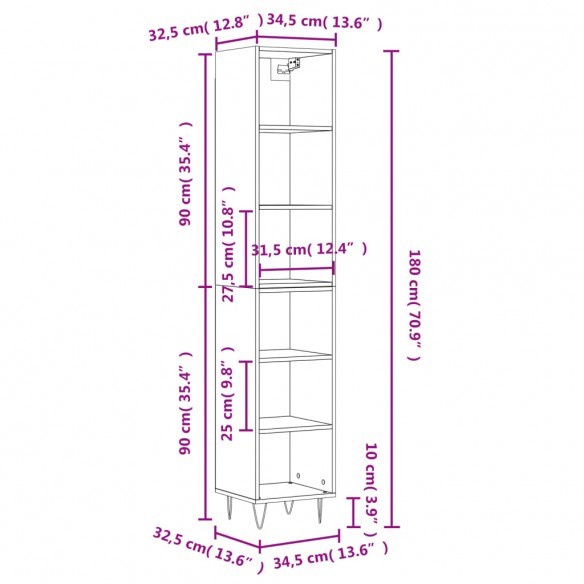 Buffet haut Chêne sonoma 34,5x32,5x180 cm Bois d'ingénierie