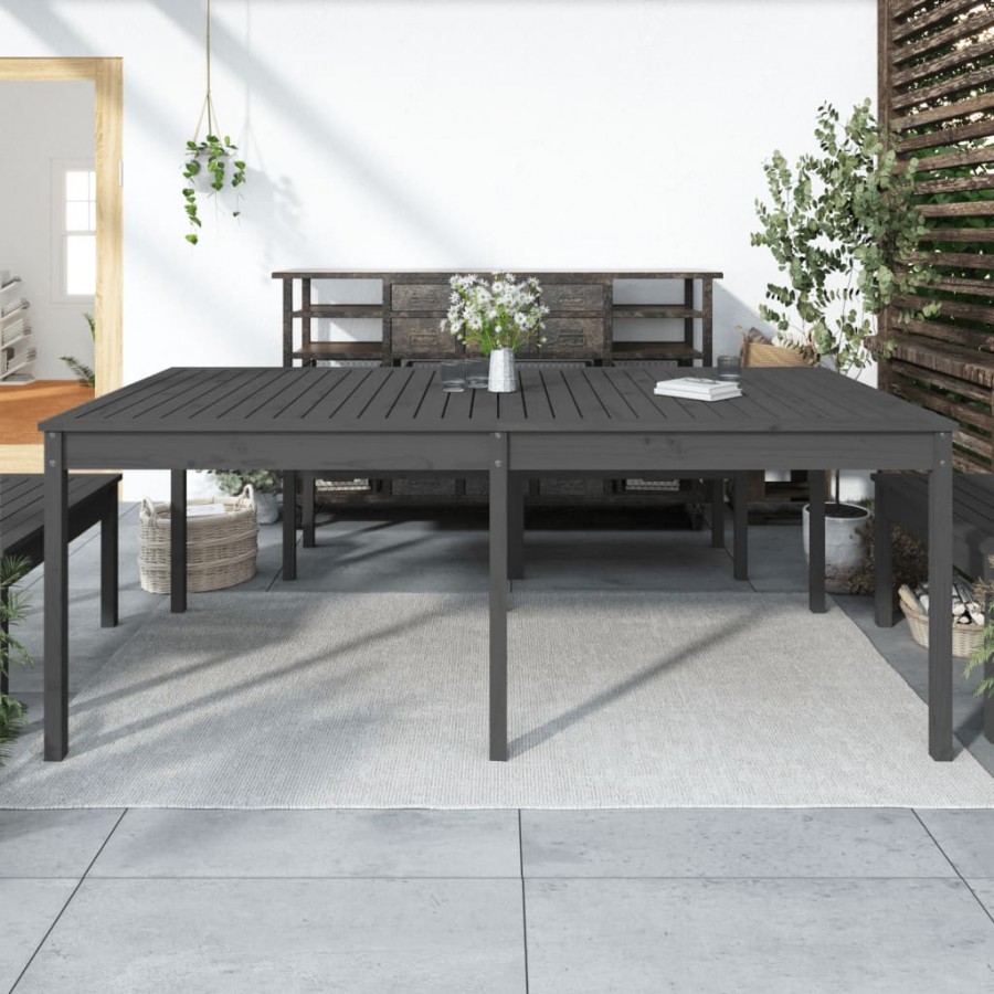 Table de jardin gris 203,5x100x76 cm bois massif de pin