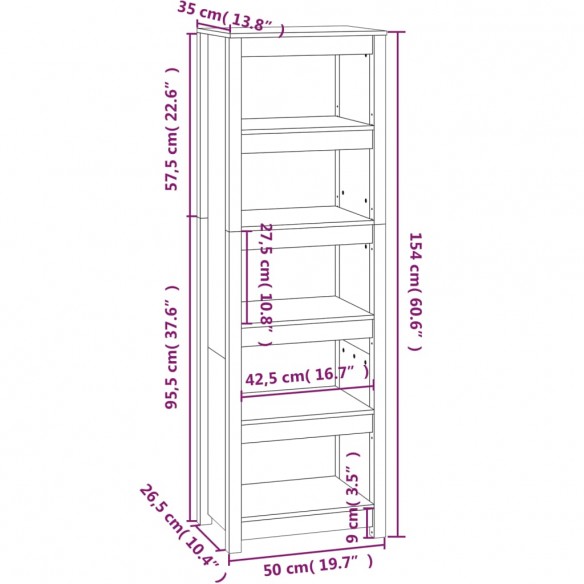 Bibliothèque Blanc 50x35x154 cm Bois de pin massif