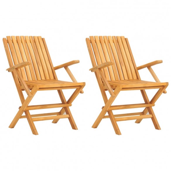 Chaises de jardin pliantes 2 pcs 61x67x90 cm bois massif teck