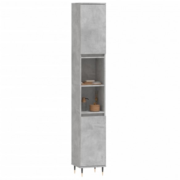 Armoire de salle de bain gris béton 30x30x190 cm