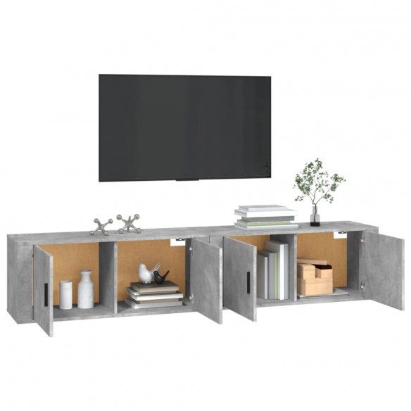 Meubles TV muraux 2 pcs gris béton 100x34,5x40 cm