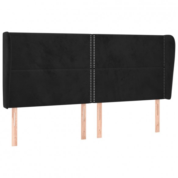 Tête de lit avec oreilles Noir 183x23x118/128 cm Velours