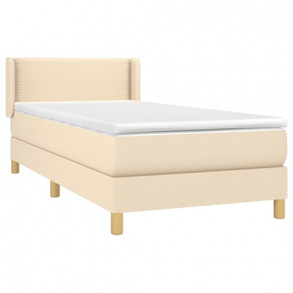 Cadre de lit avec matelas Crème 90x200 cm Tissu