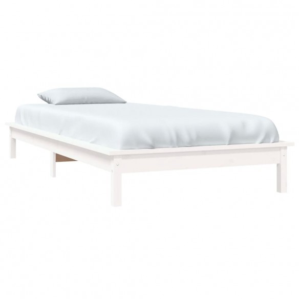 Cadre de lit blanc 75x190 cm petit simple bois massif de pin