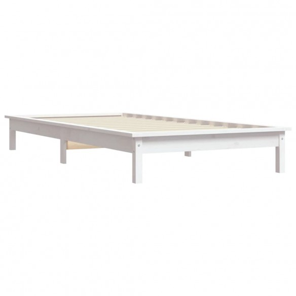 Cadre de lit blanc 75x190 cm petit simple bois massif de pin