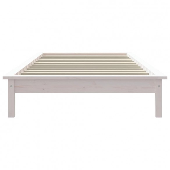 Cadre de lit blanc 75x190 cm petit simple bois massif de pin