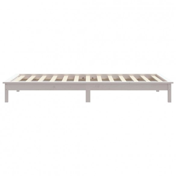 Cadre de lit blanc 75x190 cm petit simple bois massif de pin