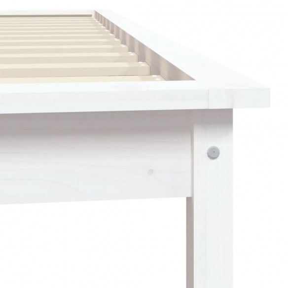 Cadre de lit blanc 75x190 cm petit simple bois massif de pin