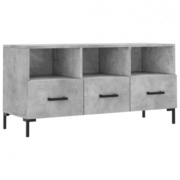 Meuble TV gris béton 102x36x50 cm bois d'ingénierie