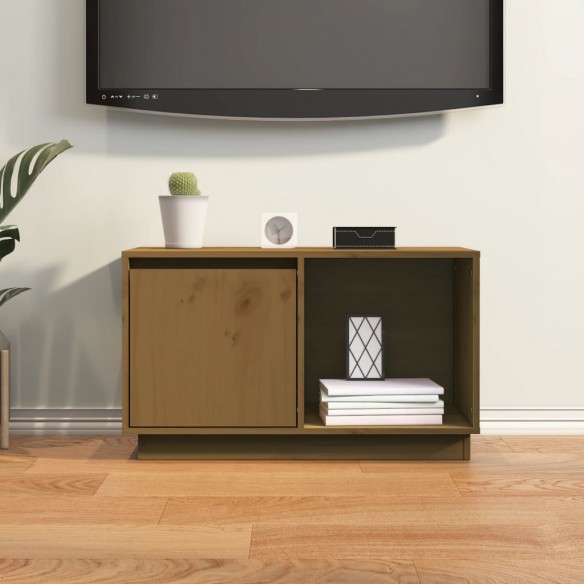 Meuble TV Marron miel 74x35x44 cm Bois de pin massif