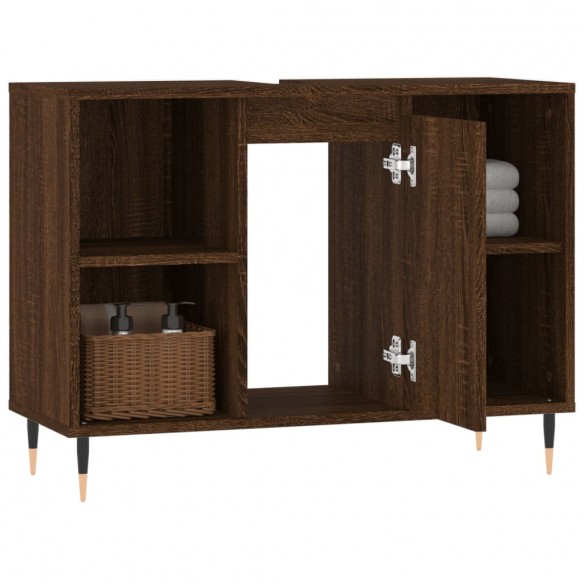 Armoire salle de bain chêne marron 80x33x60cm bois d'ingénierie