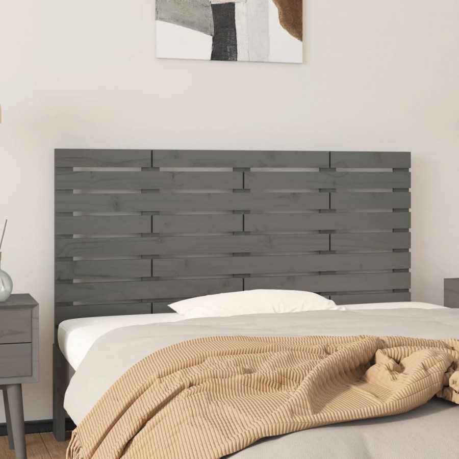 Tête de lit murale Gris 146x3x63 cm Bois massif de pin