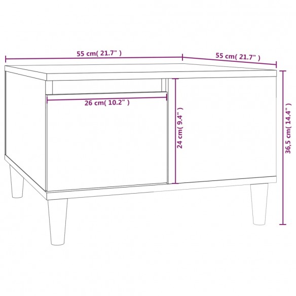 Table basse chêne sonoma 55x55x36,5 cm bois d'ingénierie