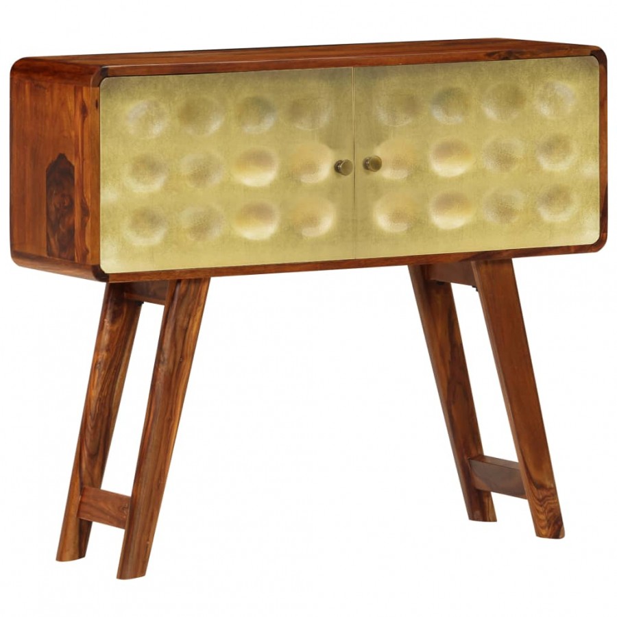 Buffet Bois de Sesham solide Imprimé doré 90 x 30 x 77 cm