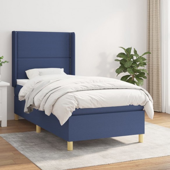 Cadre de lit avec matelas Bleu 80x200 cm Tissu