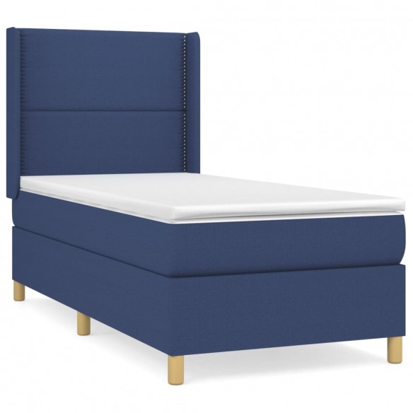 Cadre de lit avec matelas Bleu 80x200 cm Tissu