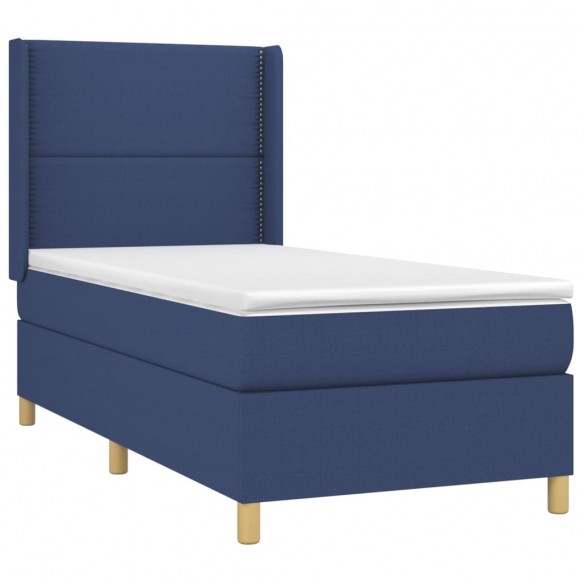 Cadre de lit avec matelas Bleu 80x200 cm Tissu