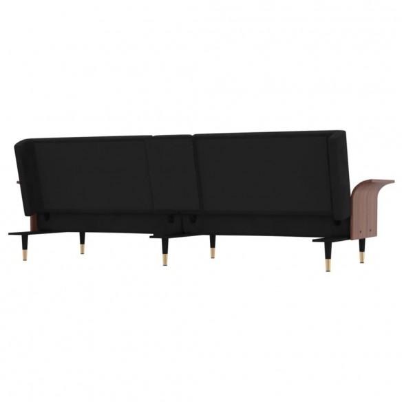 Canapé-lit avec porte-gobelets noir velours