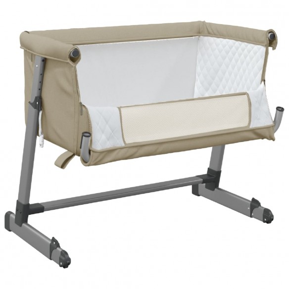 Lit pour bébé avec matelas Taupe Tissu de lin