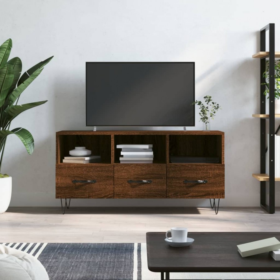 Meuble TV chêne marron 102x36x50 cm bois d'ingénierie