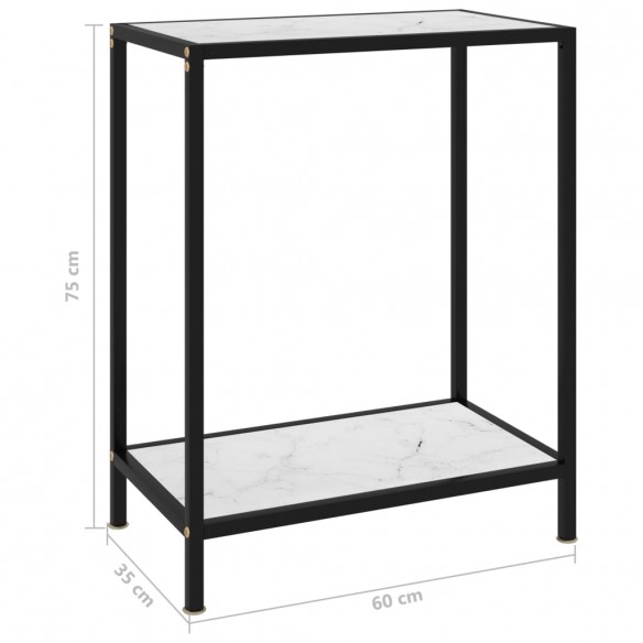 Table console Blanc 60x35x75 cm Verre trempé