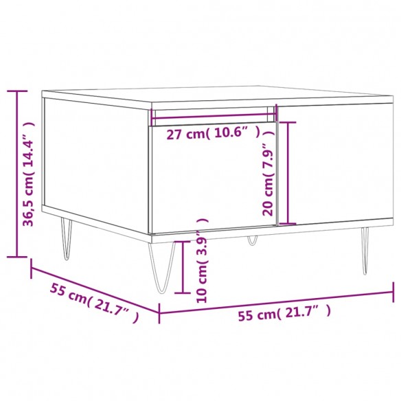 Table basse blanc brillant 55x55x36,5 cm bois d'ingénierie