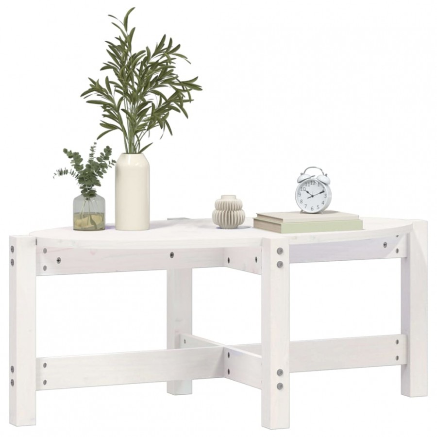 Table basse Blanc 87x48x35 cm Bois massif de pin Table basse Blanc 87x48x35 cm Bois massif de pin