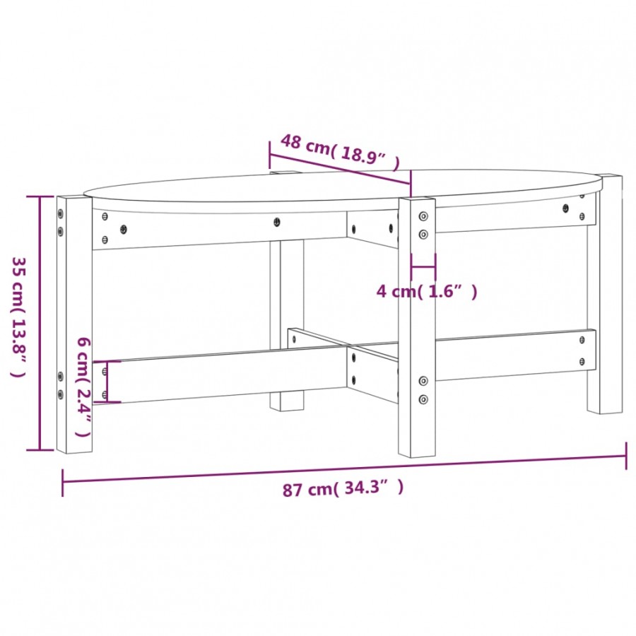 Table basse Blanc 87x48x35 cm Bois massif de pin Table basse Blanc 87x48x35 cm Bois massif de pin