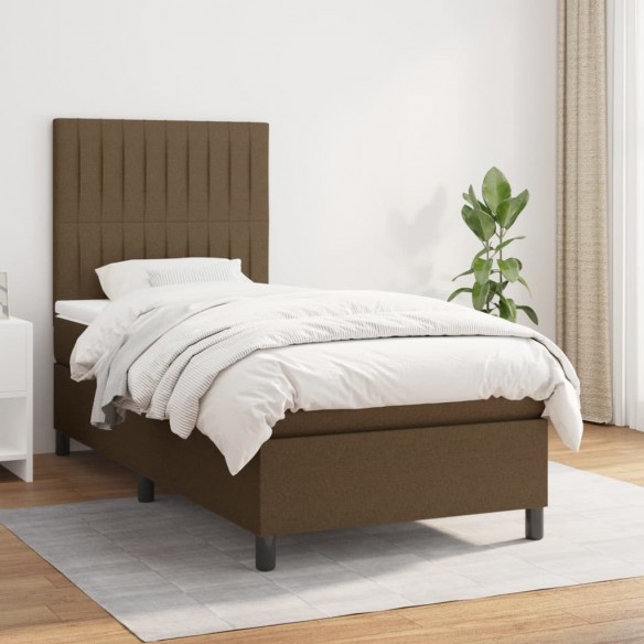 Cadre de lit avec matelas Marron foncé 80x200 cm