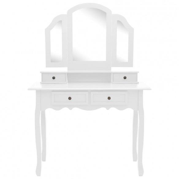 Ensemble de coiffeuse et tabouret Blanc 100x40x146 cm Paulownia