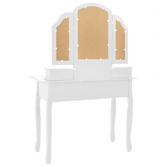 Ensemble de coiffeuse et tabouret Blanc 100x40x146 cm Paulownia