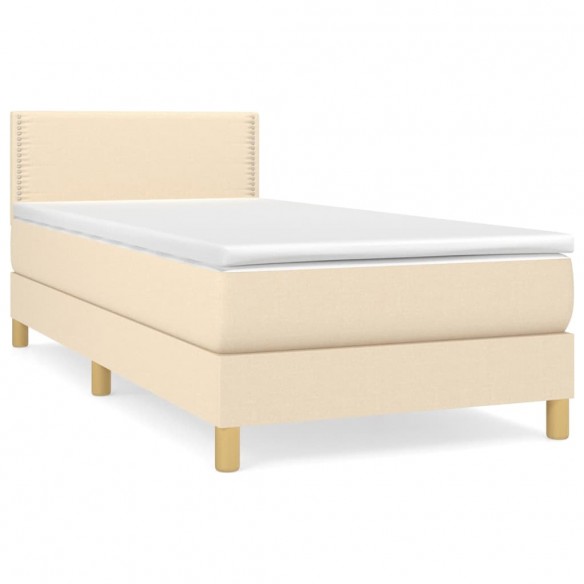 Sommier à lattes de lit avec matelas Crème 100x200 cm Tissu