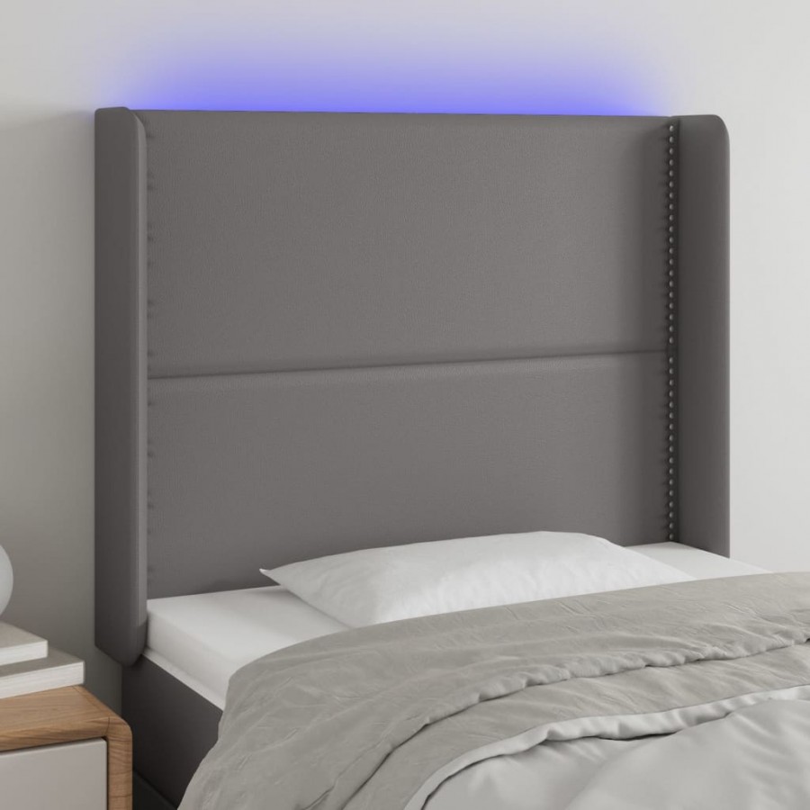Tête de lit à LED Gris 93x16x118/128 cm Similicuir