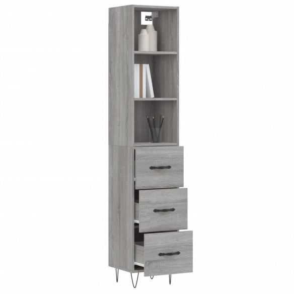 Buffet haut Sonoma gris 34,5x34x180 cm Bois d'ingénierie