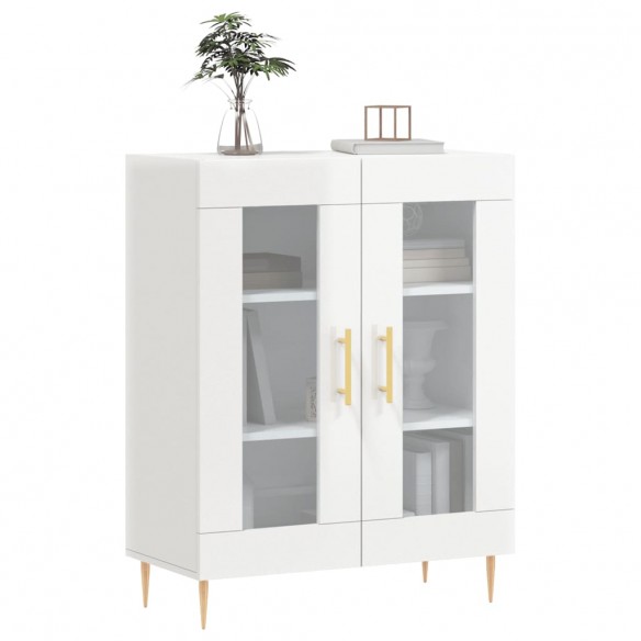 Buffet Blanc brillant 69,5x34x90 cm Bois d'ingénierie